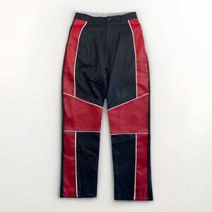 Y2K Hot & Delicious Moto Faux Leather Racing pants Red / Black Wom Sz M Retro